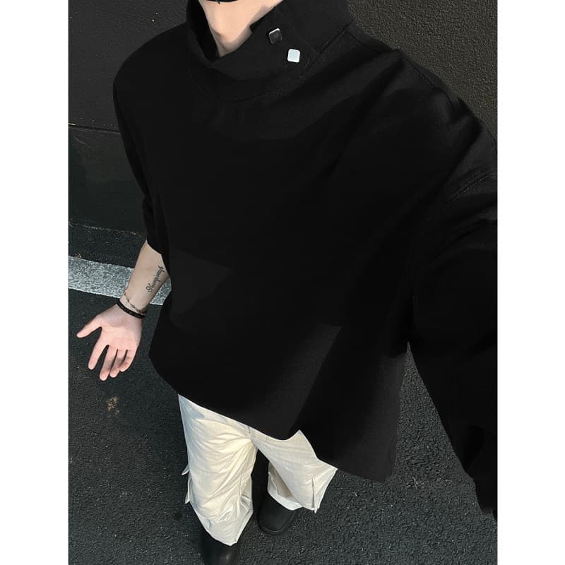 タートルネック メンズ 長袖 スタイリッシュ襟元デザイン 大きいサイズ ぽっちゃり対応 M〜5XL