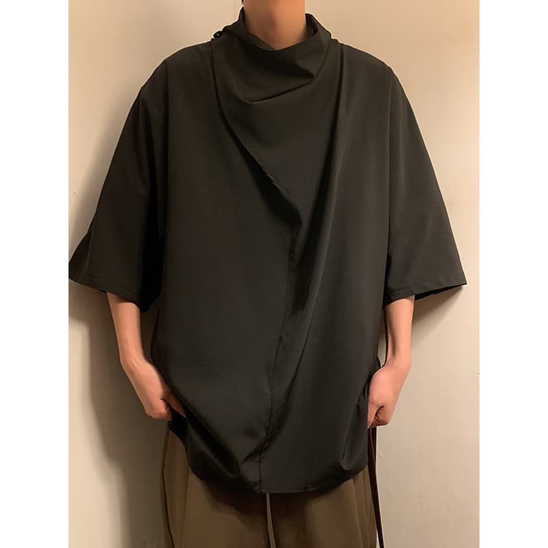 タートルネック メンズ 七分袖 ゆったりドレーププルオーバー 大きいサイズ ぽっちゃり対応